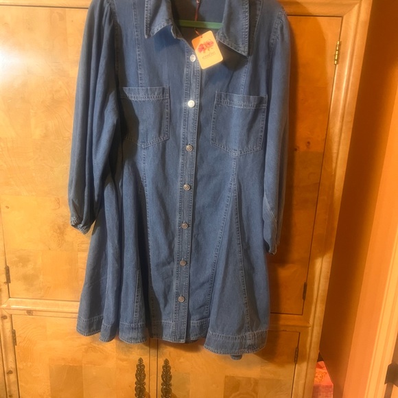 Entro Blue Long Sleeve Denim Dress - Picture 2 of 3